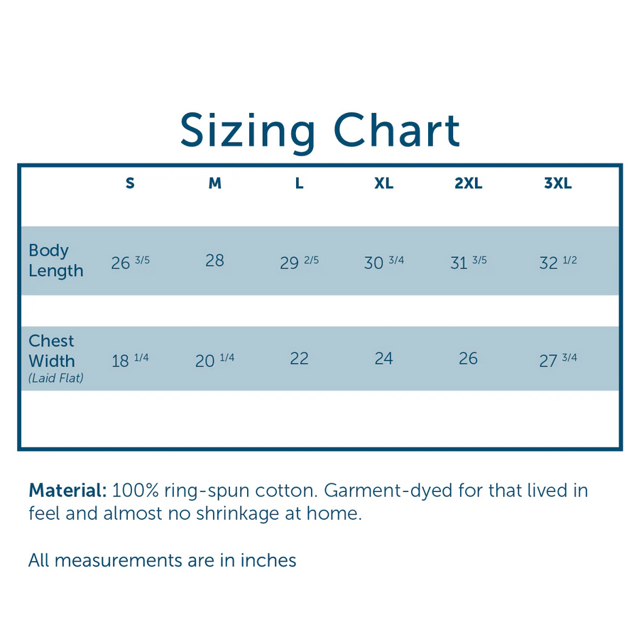 Comfort Colors Size Chart