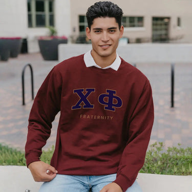 Chi Phi Maroon Old School Crewneck Chi Phi