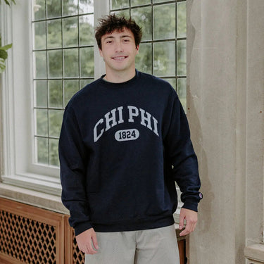 Chi Phi Navy Greek Champion Collegiate Crewneck