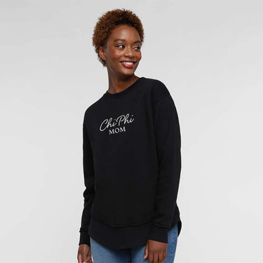 Chi Phi Curved Hem Mom Crewneck Chi Phi