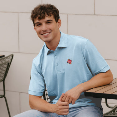 Chi Phi Peter Millar Jubilee Stripe Stretch Jersey Polo with Crest