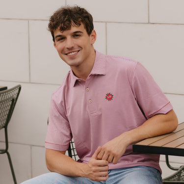 Chi Phi Peter Millar Jubilee Stripe Stretch Jersey Polo with Crest