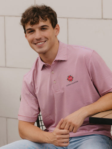 Chi Phi Peter Millar Jubilee Stripe Stretch Jersey Polo with Crest