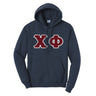 Chi Phi Navy Hoodie with Sewn On Letters Chi Phi