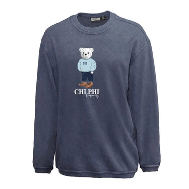 Chi Phi Navy Sandwash Bear Crewneck Chi Phi
