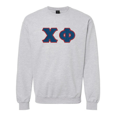 Chi Phi Heather Grey Crewneck With Sewn On Letters Chi Phi