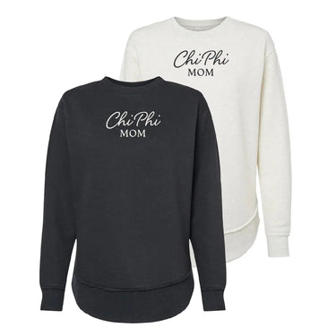 Chi Phi Curved Hem Mom Crewneck Chi Phi