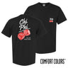 Comfort Colors High Roller Tee shown front and back, featuring a small dice graphic on the chest pocket and a large casino-inspired dice design on the back.