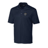 Fraternity polo with coat of arms embroidered on left chest.