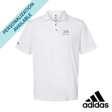 Chi Phi White Adidas Golf Polo With Greek Letters Chi Phi