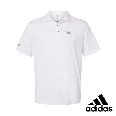 Chi Phi White Adidas Golf Polo With Greek Letters Chi Phi