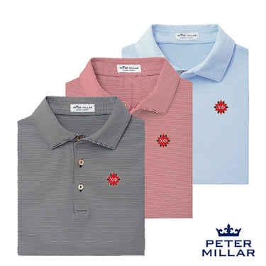 Chi Phi Peter Millar Jubilee Stripe Stretch Jersey Polo with Crest