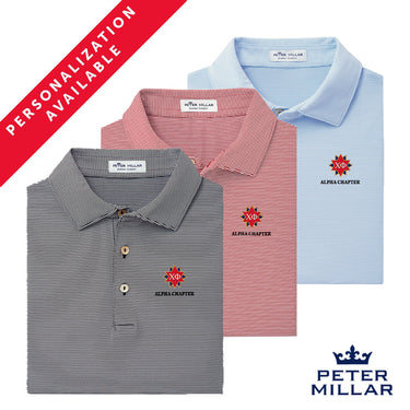 Chi Phi Peter Millar Jubilee Stripe Stretch Jersey Polo with Crest
