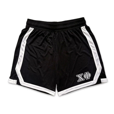 Chi Phi Frat Black 7" Mesh Shorts.