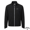 Black Callaway full-zip water-repellent golf jacket with Greek letter embroidery on chest displayed on white background